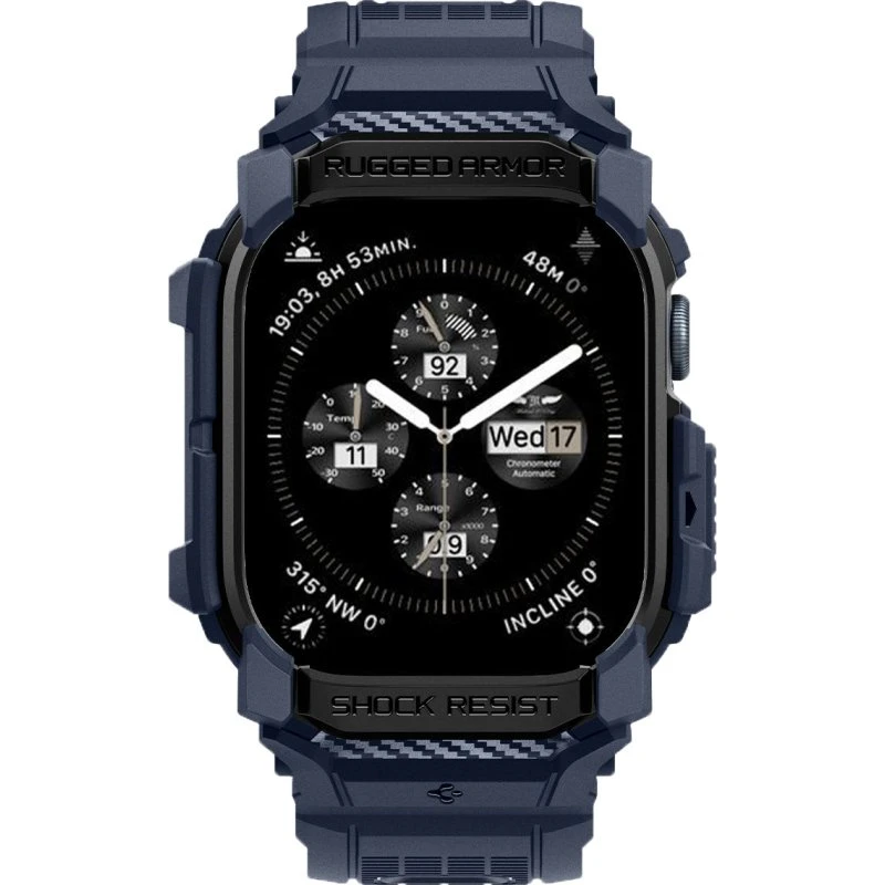 Spigen Rugged Armor Pro Urrem, Navy Blå, Apple Watch 10/11 46mm