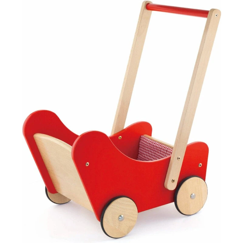VIGA Dukkevogn inkl. pude, rød bøg 44x30x52 cm