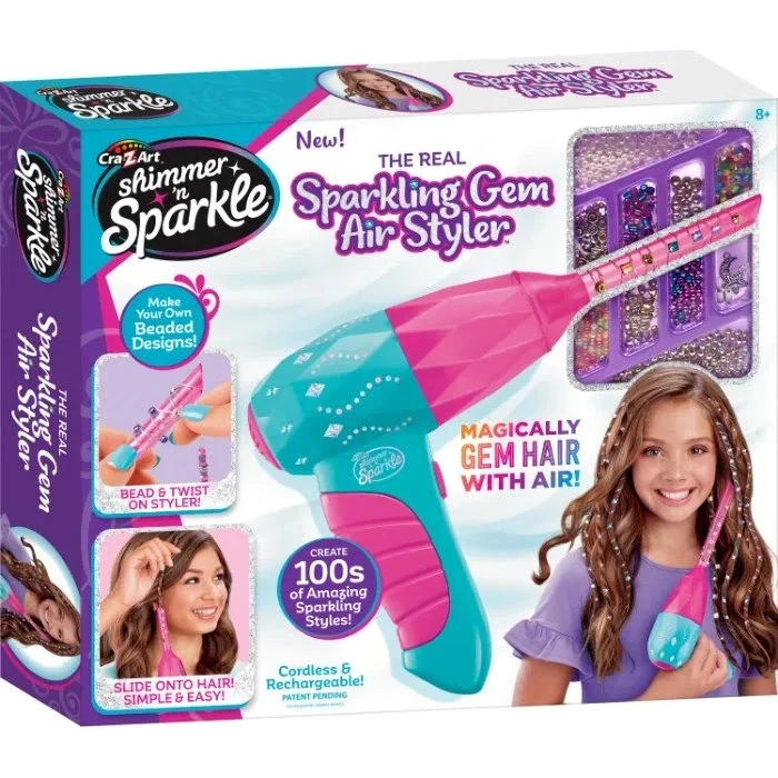 Shimmer n Sparkle Sparkling Gem Air Styler – Ledningsfri Hårblæser med Perler