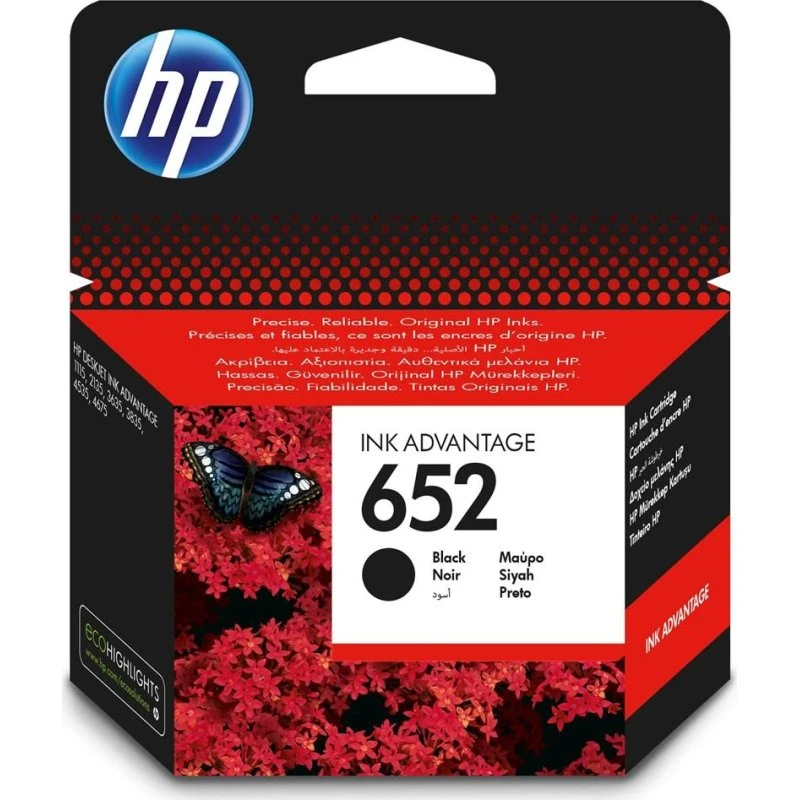 HP 652 Sort Blækpatron (Original, Dye-based)