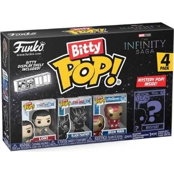 Funko Bitty Pop! Marvel - Loki, Black Panther, Iron Man, Mystery Pop! 4pk