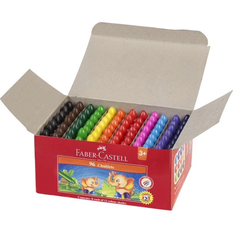 Faber-Castell Jumbo Voksfarvekridt 96x, 12 Farver