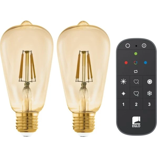Eglo CONNECT.Z 2x E27 ST64 Amber, Varm Hvid, Zigbee & Bluetooth, med Fjernbetjening