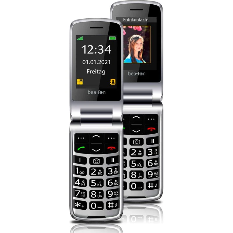 Beafon SL645 Plus Silver Line Mobiltelefon, Sort/Sølv