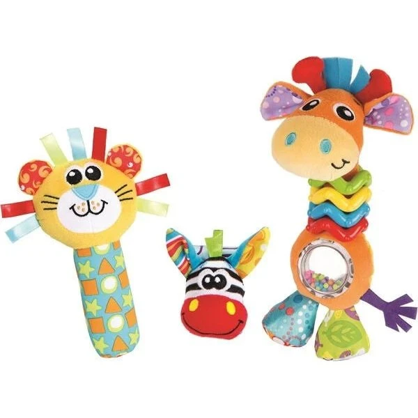 Playgro Ranglesæt med Giraf, Løve og Zebra – 3 Dele