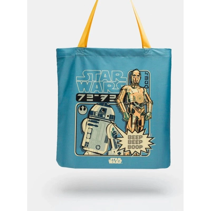 Orbitkey Star Wars Foldbar Tote – C-3PO & R2-D2, Hvid/Blå, 15g