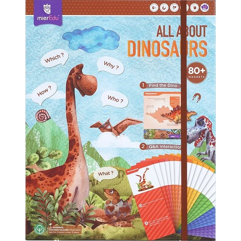 mierEdu Magnetisk Legetøj: All About Dinosaurs – 80 Magneter, Engelsk, 4+ år