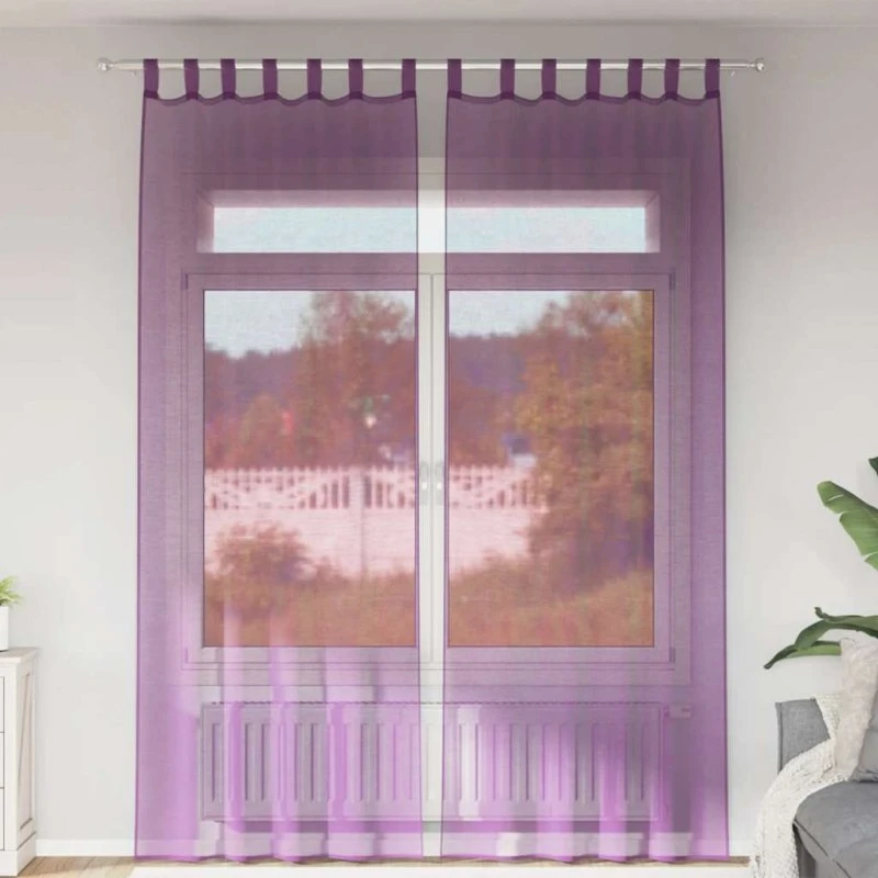 vidaXL Voile-gardiner med løkker 140x260 cm lilla (2 stk)