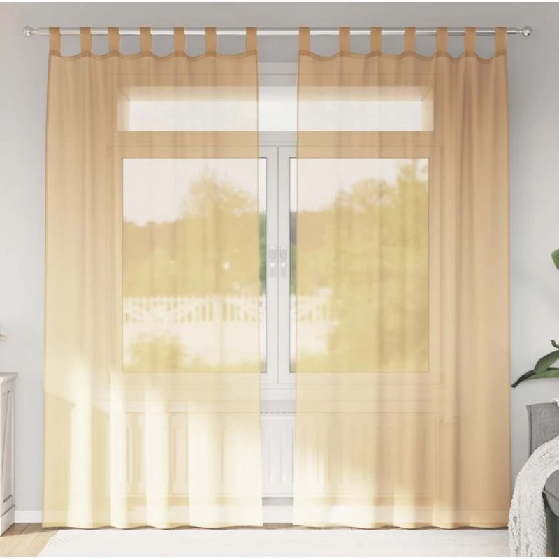 vidaXL Voile-gardiner med løkker 2 stk. 140x225 cm sandfarvet