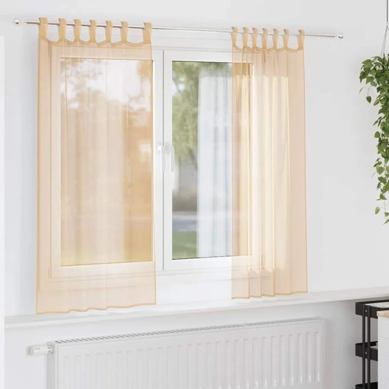 vidaXL Voile-gardiner med løkker 2 stk. 140x140 cm sandfarvet