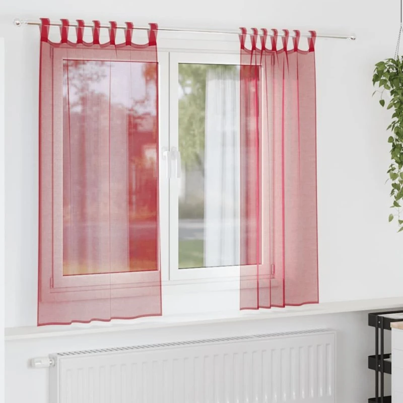 vidaXL Voile-gardiner med løkker 2 stk. 140x175 cm vinrød