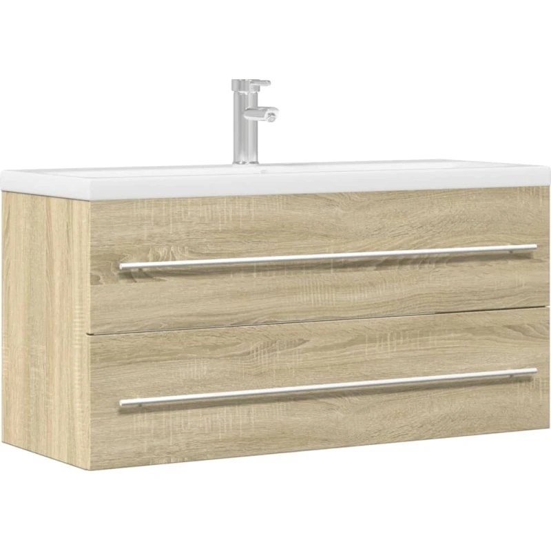 vidaXL Vaskeskab 100x38,5x48 cm Konstrueret Træ Sonoma-Eg