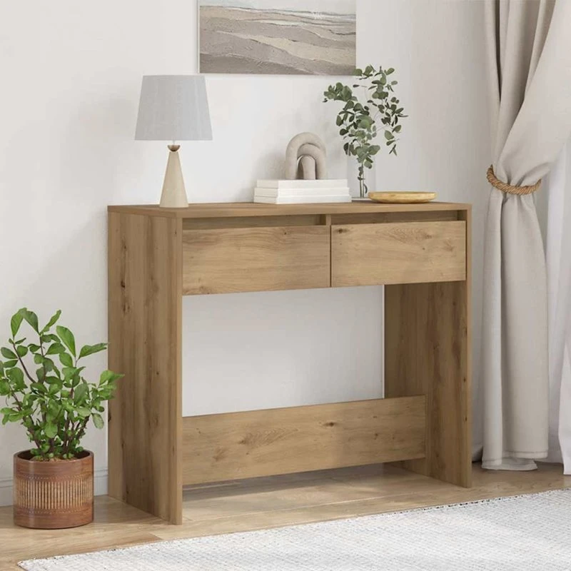 vidaXL Konsolbord 89x41x76,5 cm Hvidt Konstrueret Træ
