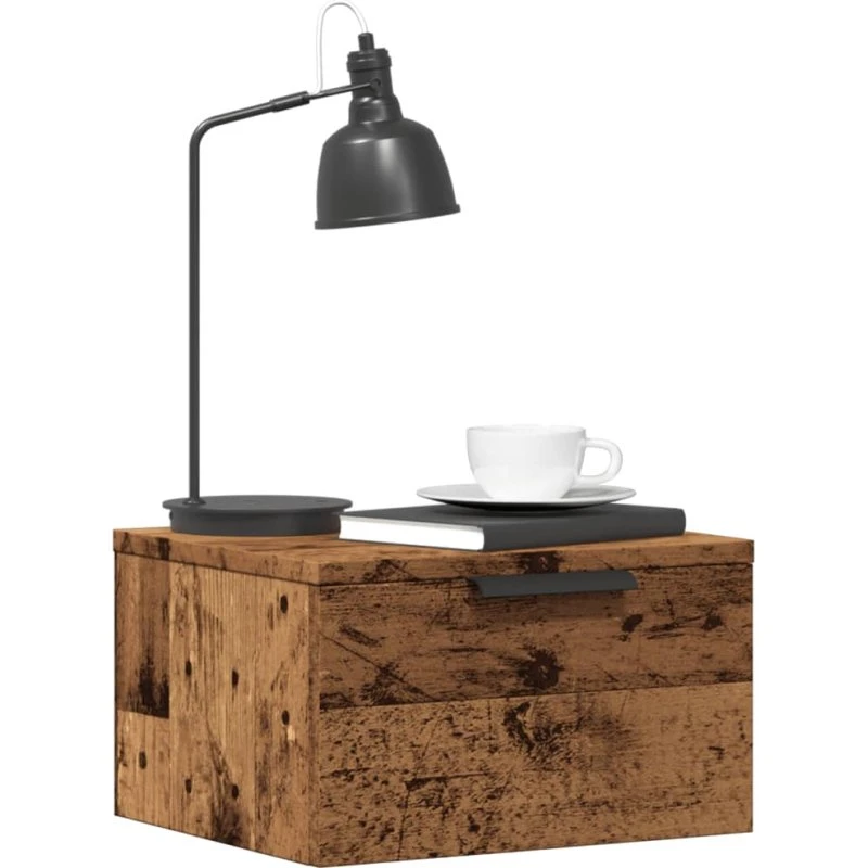 vidaXL Væghængt Sengebord 34x30x20 cm Antikt Træ