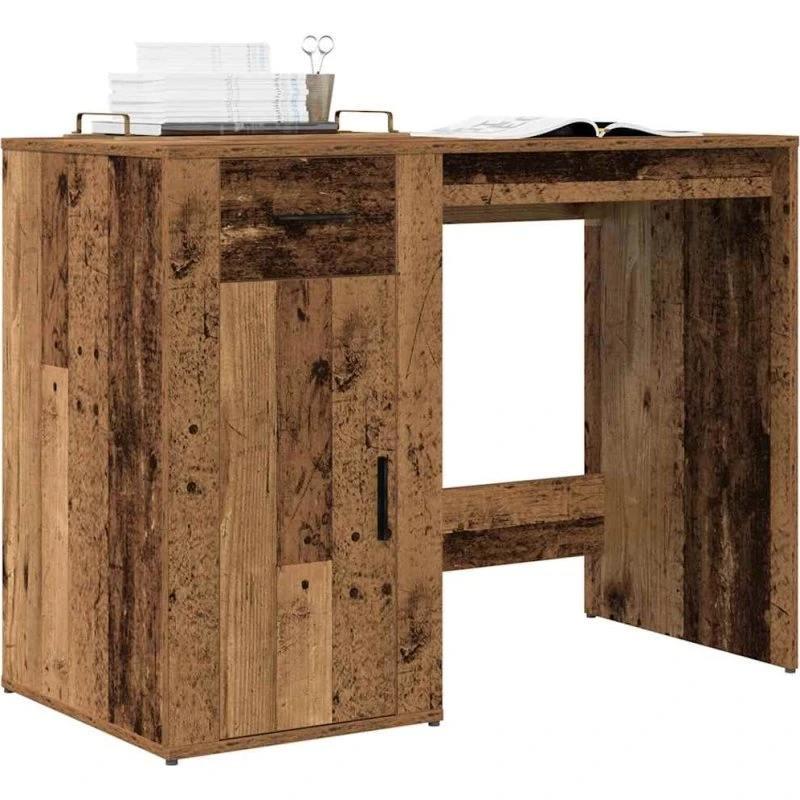 vidaXL Skrivebord 100x49x75 cm konstrueret træ antikt trælook