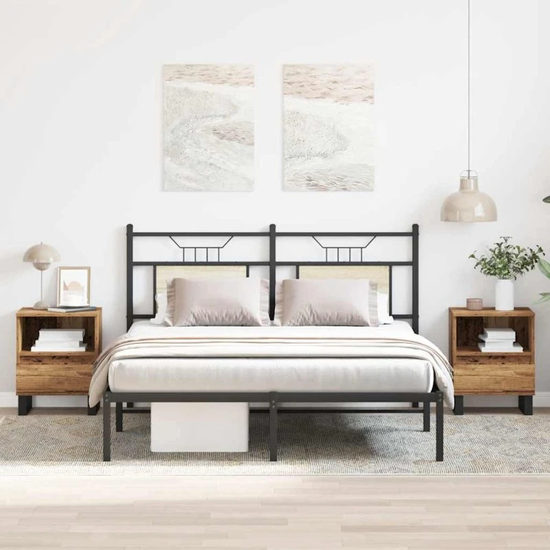 vidaXL Sengeborde 2 stk. 40x35x50 cm konstrueret træ, antikt træ