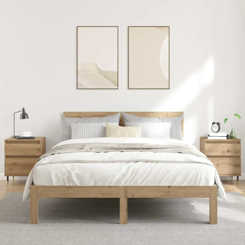 vidaXL Sengeborde 2 stk. 40x35x50 cm røget egetræsfarve