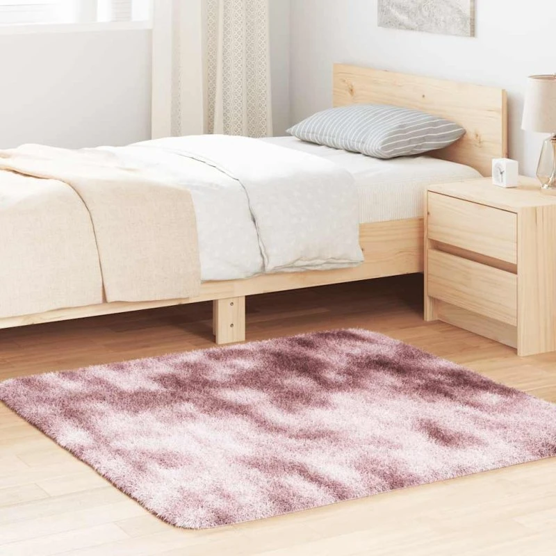 vidaXL Navarra Shaggy Gulvtæppe 120x120 cm Støvet Rosa