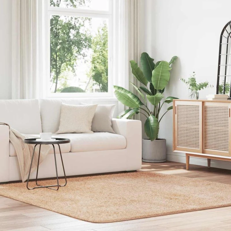 vidaXL Navarra Shaggy Gulvtæppe 200x200 cm Beige