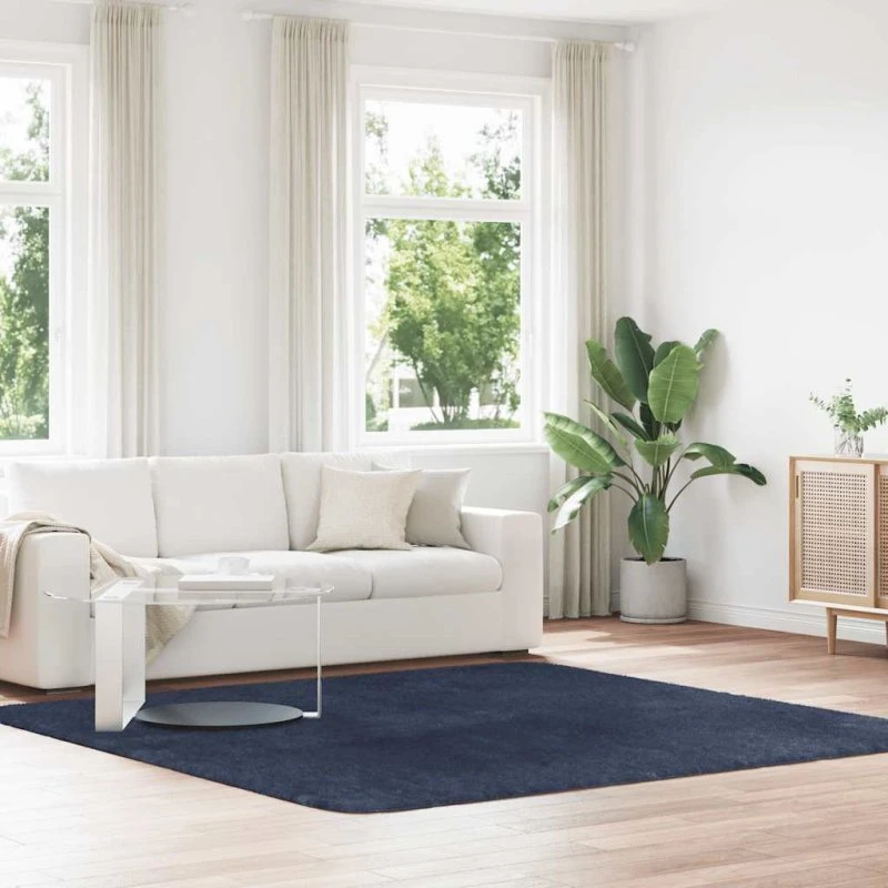 vidaXL Navarra Shaggy Gulvtæppe 240x240 cm Marineblå