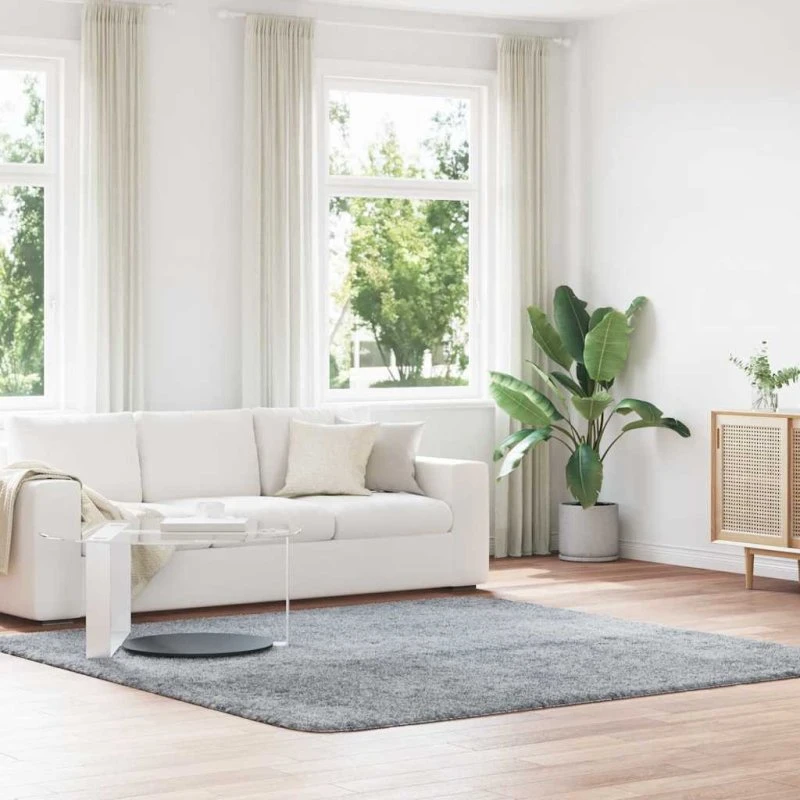 vidaXL Navarra Shaggy Gulvtæppe 240x240 cm Lysegrå
