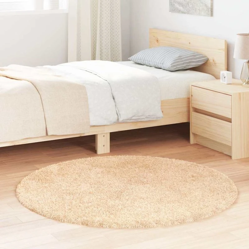 vidaXL Shaggy Gulvtæppe Navarra 120x120 cm Beige