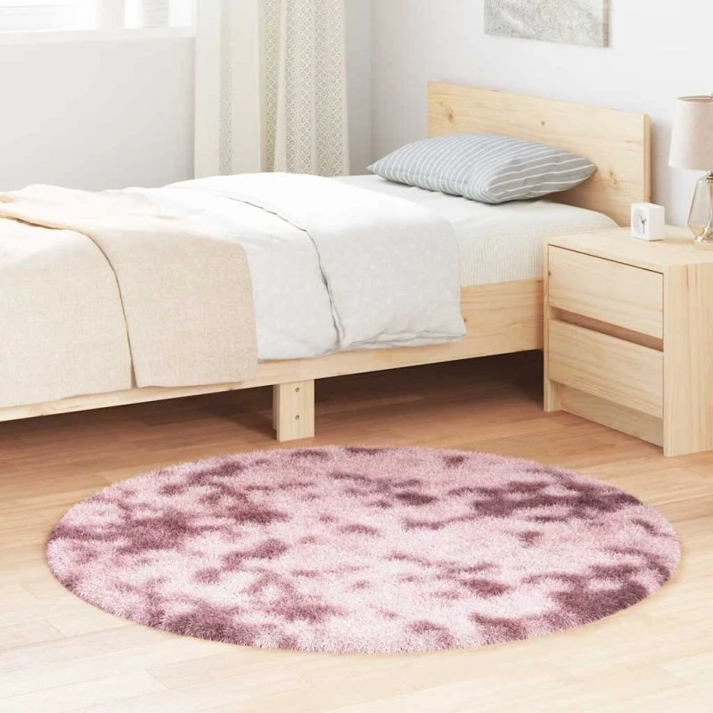 vidaXL Shaggy Gulvtæppe Navarra 120x120 cm Støvet Rosa