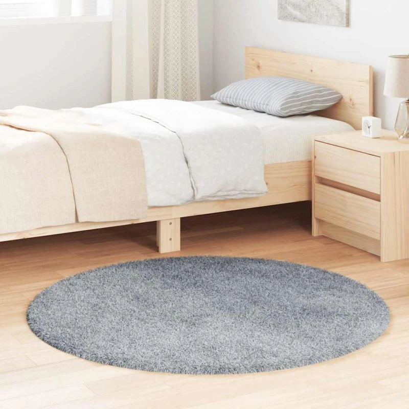 vidaXL Shaggy Gulvtæppe Navarra 120x120 cm Lysegrå