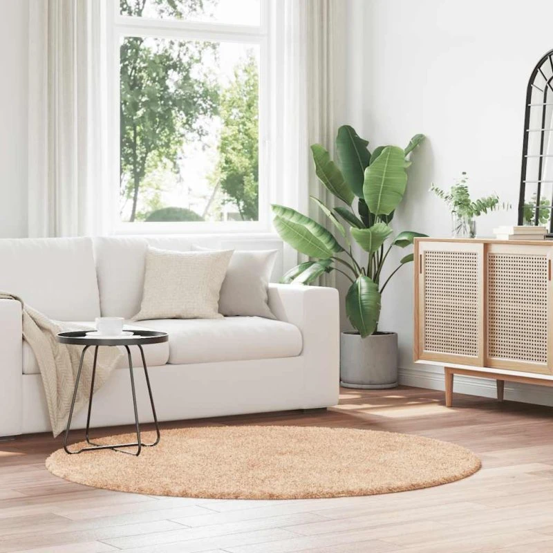 vidaXL Navarra Shaggy Gulvtæppe 160x160 cm Beige