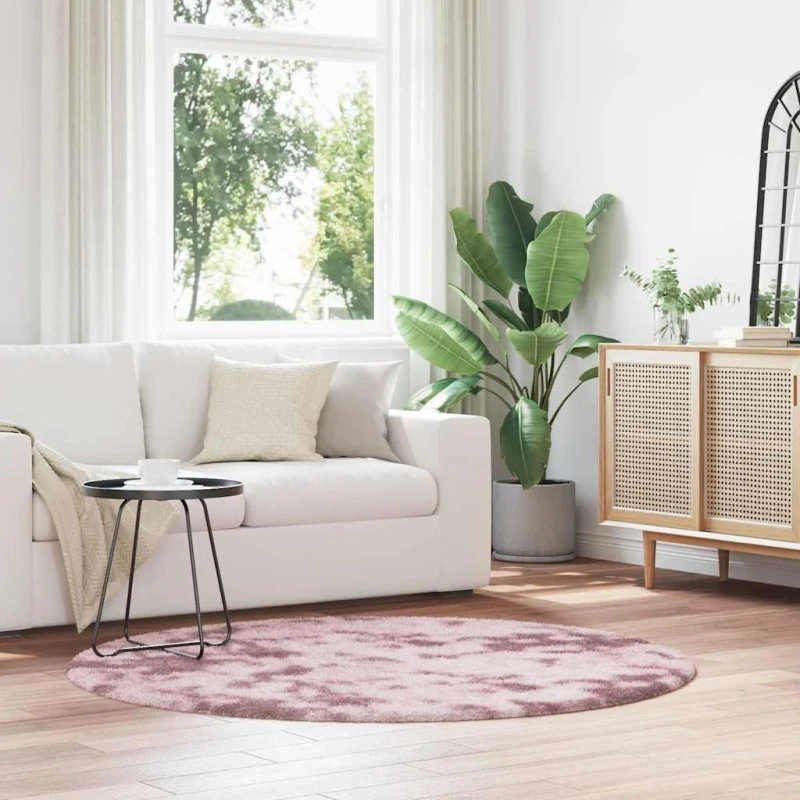vidaXL Shaggy Gulvtæppe Navarra 160x160 cm, Støvet Rosa
