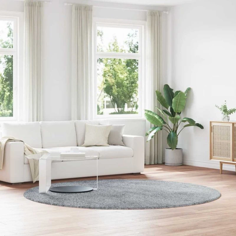 vidaXL Shaggy Gulvtæppe Navarra 240x240 cm Lysegrå