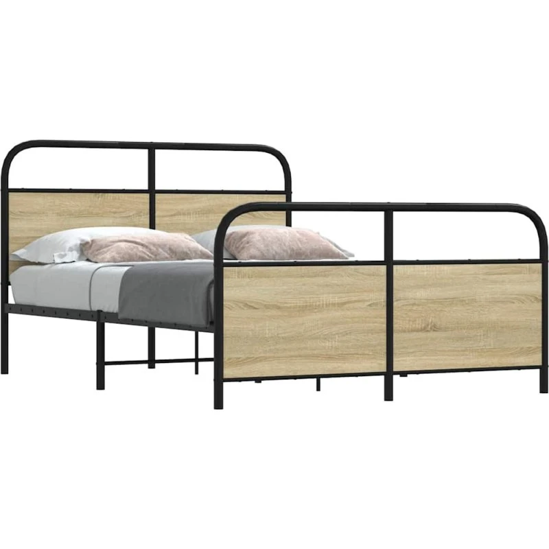 vidaXL Sengeramme 120x200 cm Metal Sonoma-Eg uden madras