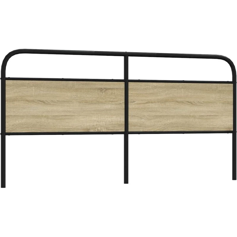 vidaXL Sengegavl 180 cm Stål & Konstrueret Træ Sonoma-Eg