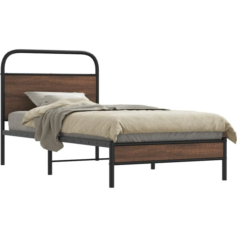 vidaXL Sengeramme 90x190 cm Metal Brun Eg uden Madras