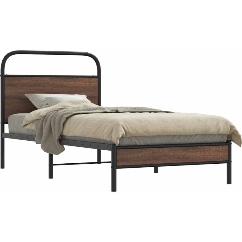 vidaXL Sengeramme 100x190 cm Metal Brun Eg