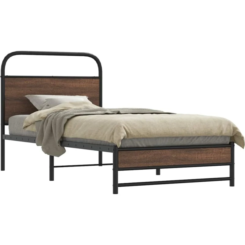 vidaXL Sengeramme 100x190 cm Metal Brun Eg uden Madras