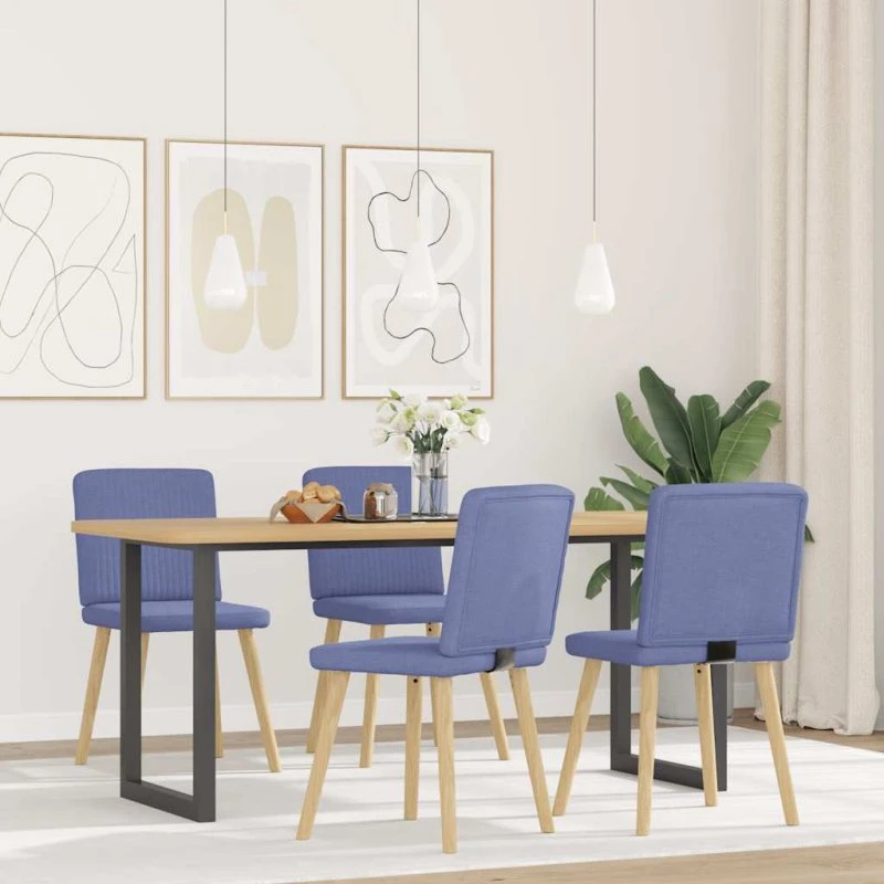 vidaXL 4 stk. spisebordsstole, jeans blåt stof