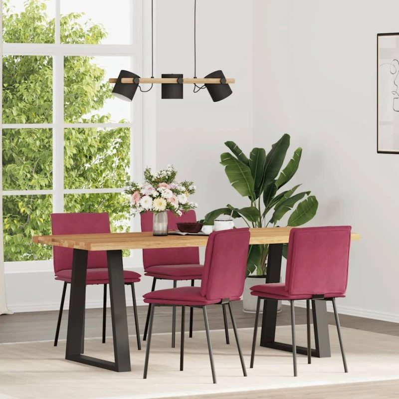 vidaXL 4 stk. spisebordsstole velour vinrød