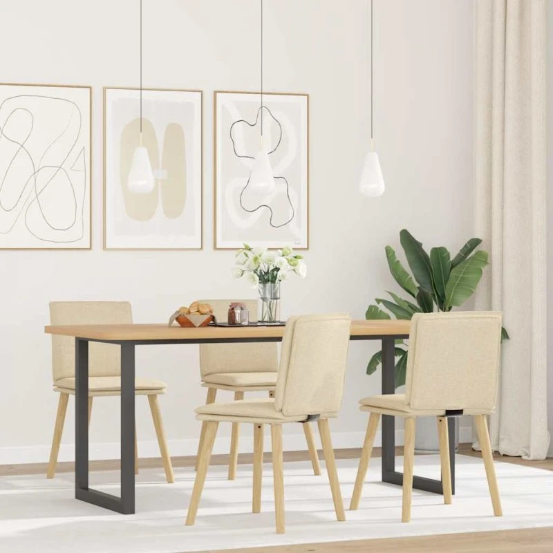 vidaXL 4 stk. spisebordsstole creme stof