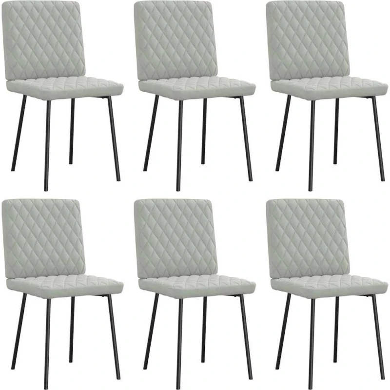 vidaXL 6 stk. spisebordsstole velour lysegrå