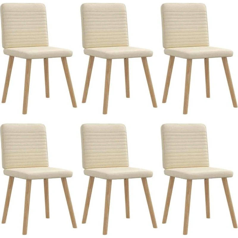 vidaXL 6 stk. spisebordsstole stof creme