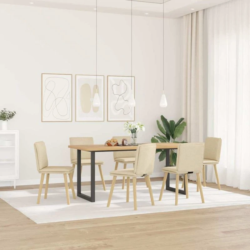 vidaXL 6 stk. spisebordsstole creme stof