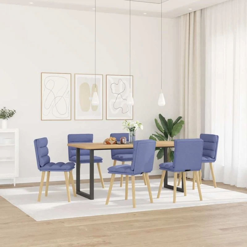 vidaXL 6 stk. spisebordsstole, jeans blåt stof