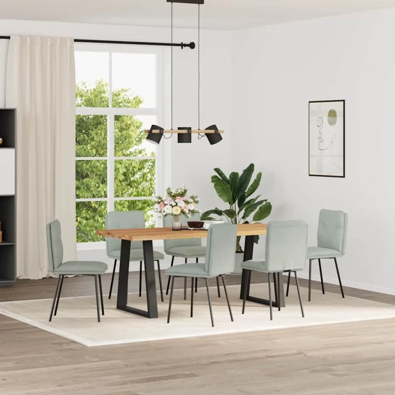 vidaXL Spisebordsstole 6 stk. lysegrå velour