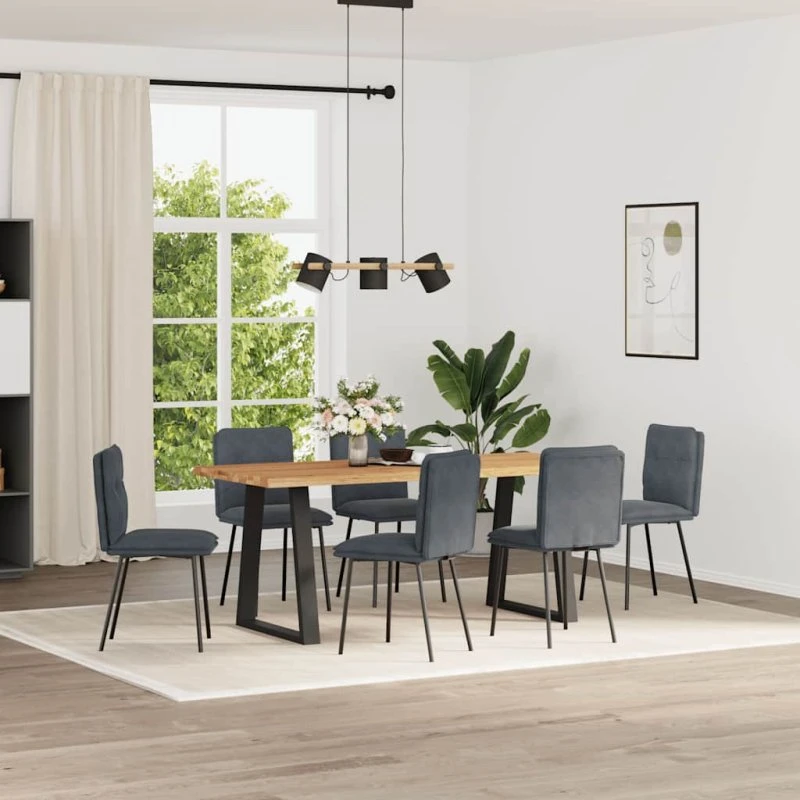 vidaXL Spisebordsstole 6 stk. velour mørkegrå