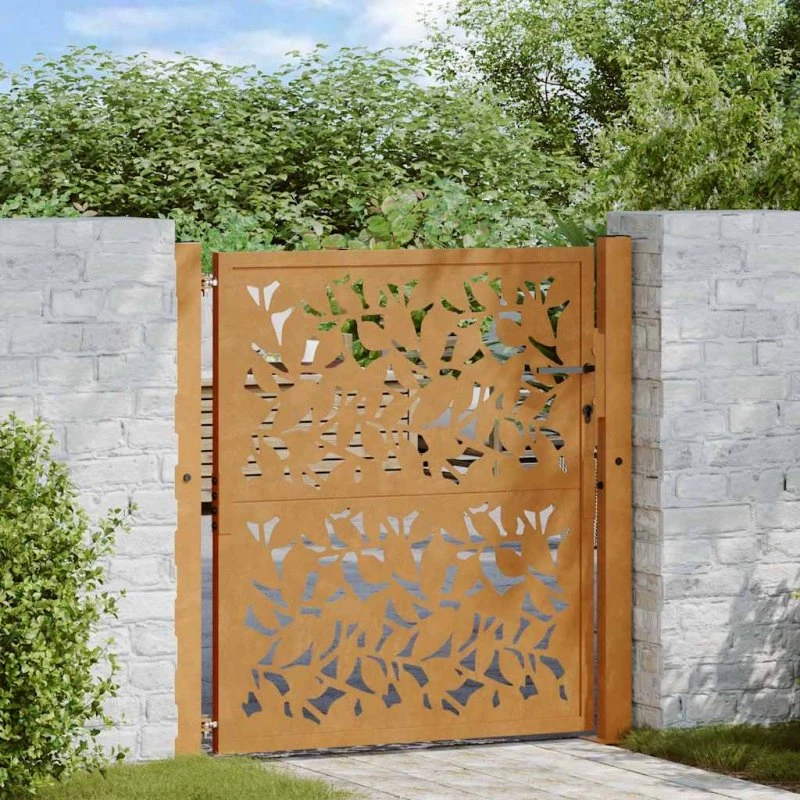 vidaXL Havelåge 100x100 cm cortenstål bladdesign