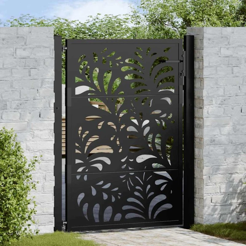 vidaXL havelåge 100x125 cm sort stål bølgedesign