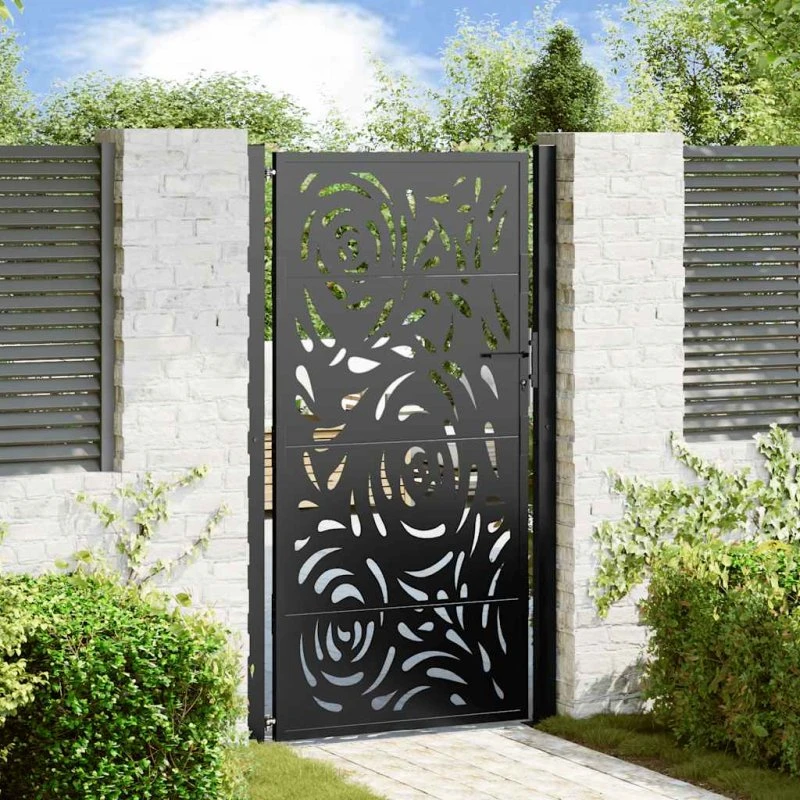 vidaXL Havelåge 100x175 cm sort stål flamme design