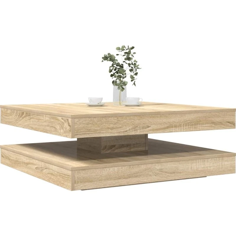 vidaXL Sofabord 360° Drejeligt 90x90x34,5 cm Sonoma-eg