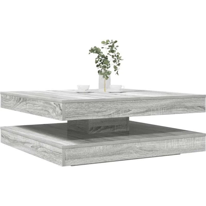 vidaXL Sofabord 360° Drejeligt 90x90x34,5 cm Grå Sonoma-Eg